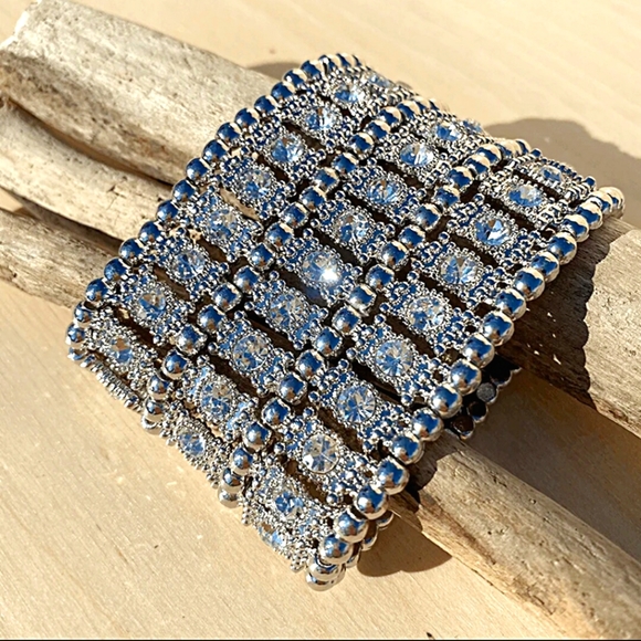 Bling Glam Triple Row Stretch Bracelet - Picture 2 of 3